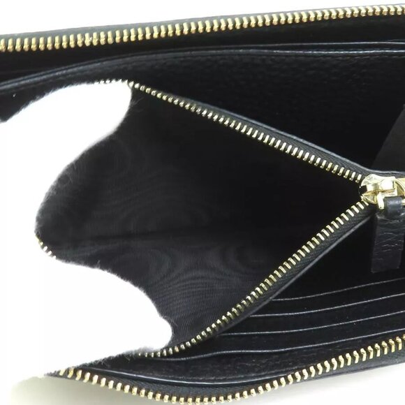 Auth Valentino Garavani Rockstuds Zip Around Long Wallet Gold/Black - Picture 4 of 10